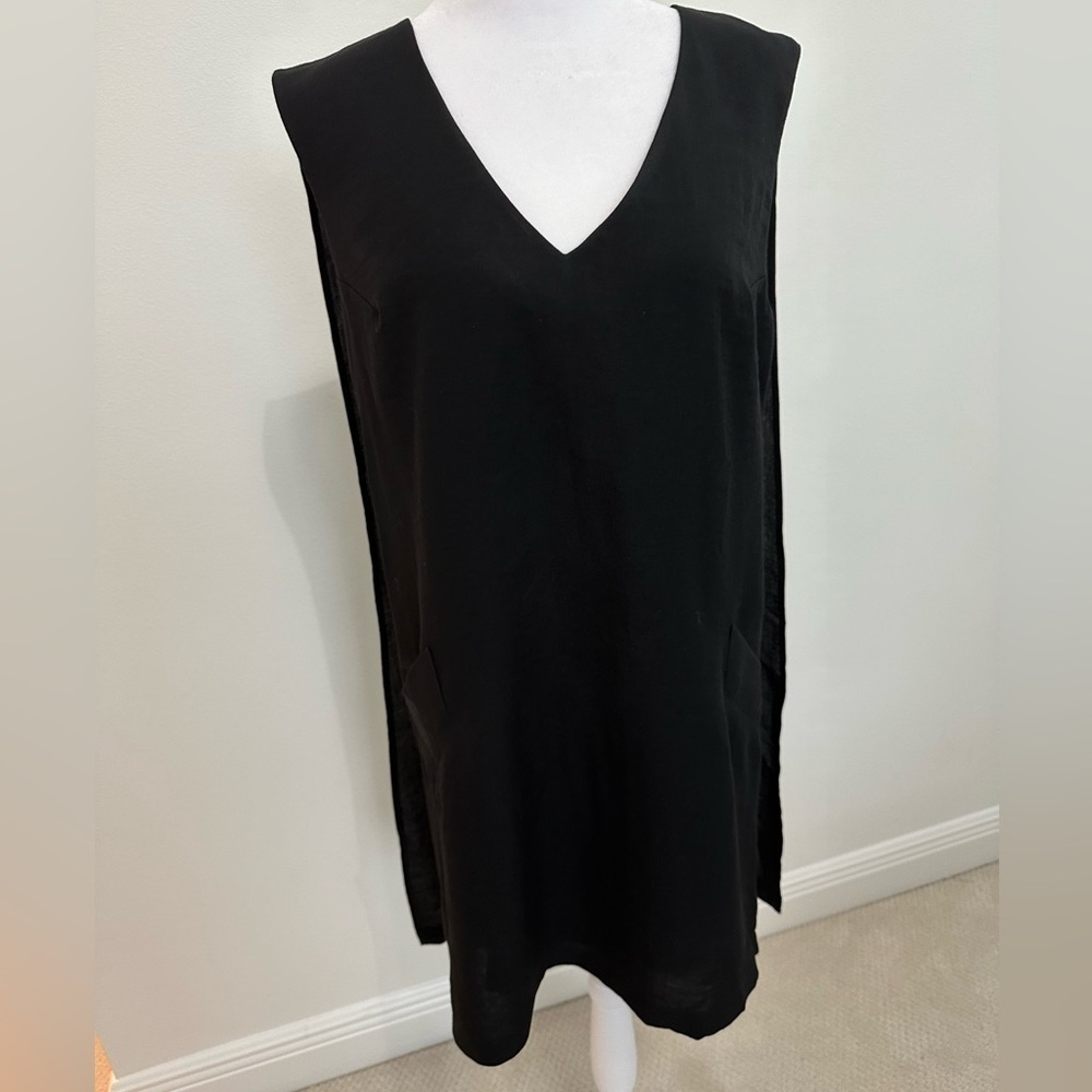 Tracy Reese “lab” Black V-Neck Sleeveless Dress With Back Panel, Size S